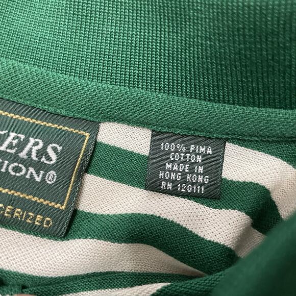 Masters Collection Golf Polo Shirt Men's Large 60s Two Ply Green White Striped - Picture 10 of 11